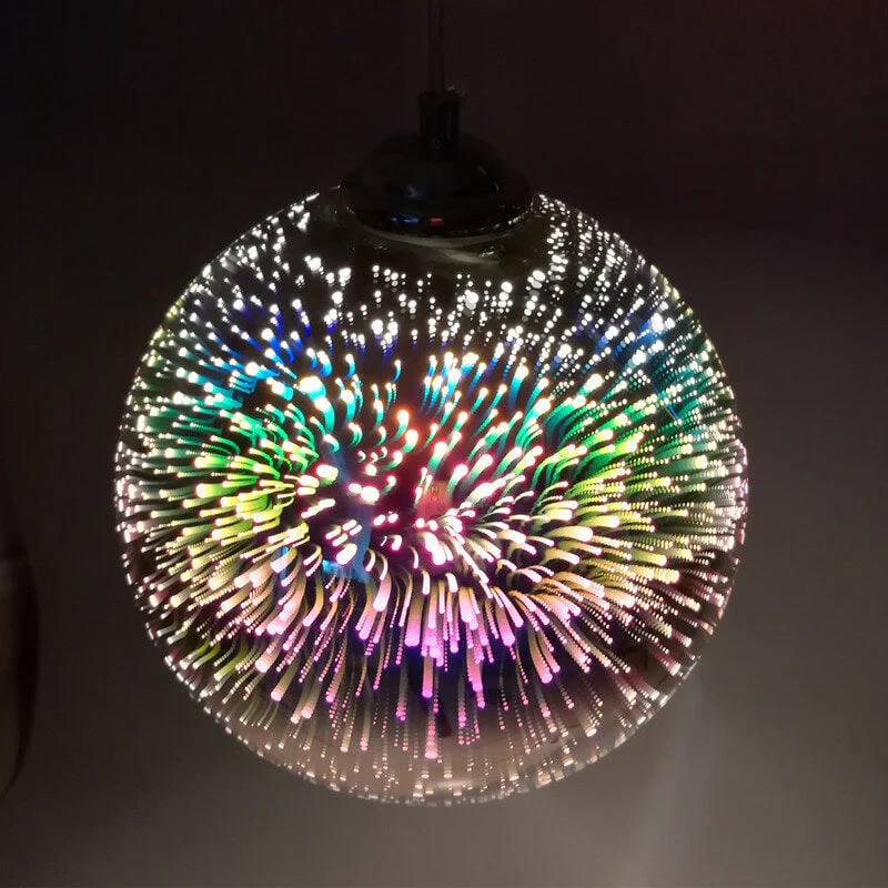 Plafonnier boule en verre suspendu coloré