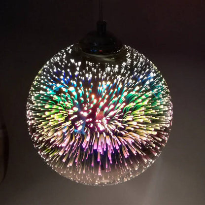 Plafonnier boule en verre suspendu coloré