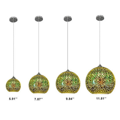 Plafonnier boule en verre suspendu coloré