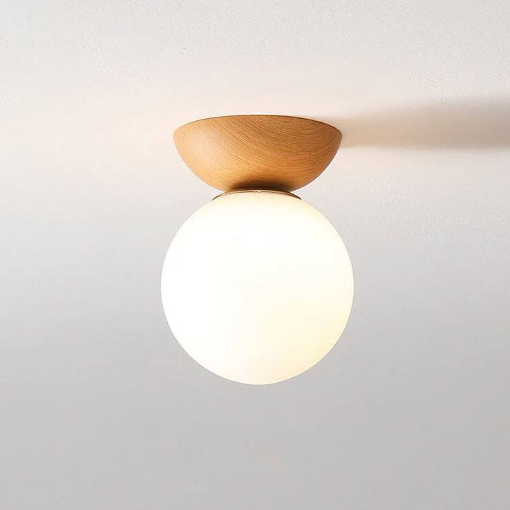 Round Wooden Pendant Glass Lamp - Ortekor