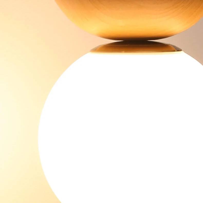 Lampe en verre à suspension ronde en bois