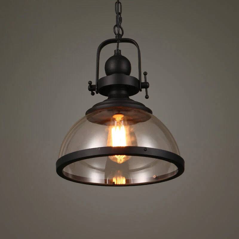 Plafonnier suspendu rond en verre, suspension vintage en métal
