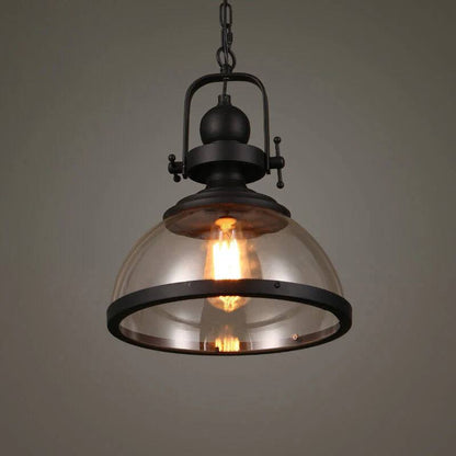 Plafonnier suspendu rond en verre, suspension vintage en métal