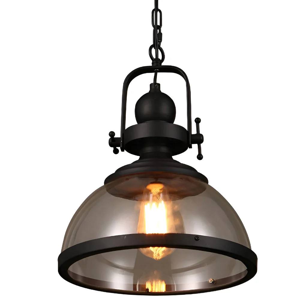 Plafonnier suspendu rond en verre, suspension vintage en métal