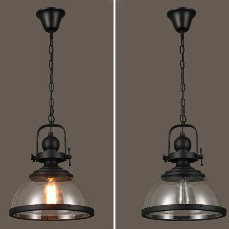 Plafonnier suspendu rond en verre, suspension vintage en métal