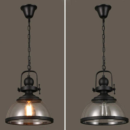 Plafonnier suspendu rond en verre, suspension vintage en métal