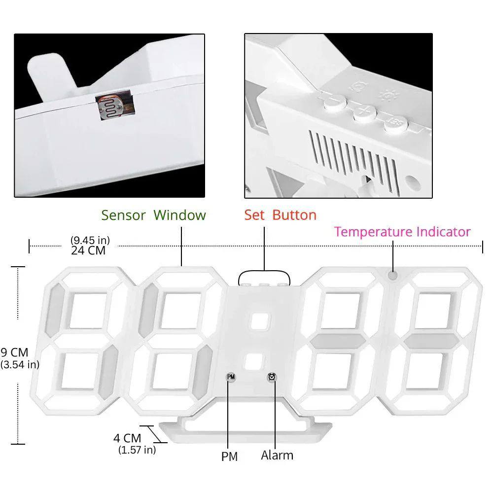 Horloge murale LED contemporaine avec luminosité réglable