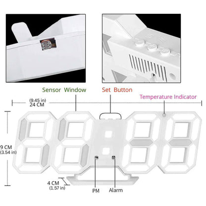 Horloge murale LED contemporaine avec luminosité réglable