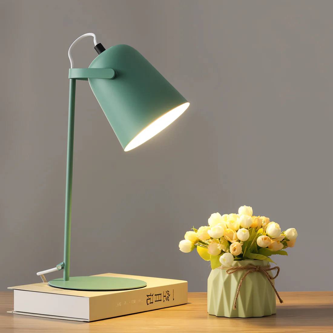 Lampe de table chic en verre, Lampe de bureau élégante et réglable