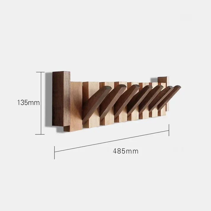 Wall-Mount Coat Rack with Piano Key Design | Solid Wood Hook Organizer for Entryway, Mudroom & Bedroom | Multi-Hook Storage for Coats Hats