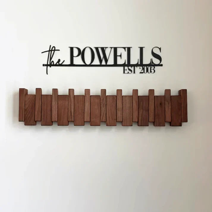 Wall-Mount Coat Rack with Piano Key Design | Solid Wood Hook Organizer for Entryway, Mudroom & Bedroom | Multi-Hook Storage for Coats Hats