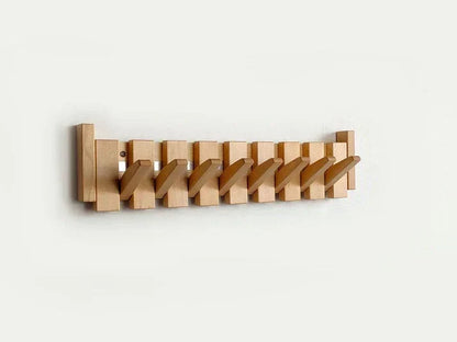 Wall-Mount Coat Rack with Piano Key Design | Solid Wood Hook Organizer for Entryway, Mudroom & Bedroom | Multi-Hook Storage for Coats Hats