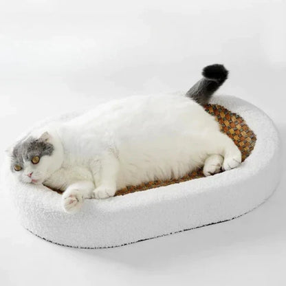 Cat Scratcher Bed with Plush Cushion and Scratch Surface for Indoor Cats, Cozy Lounge and Claw Pad Combo for Furniture Protection