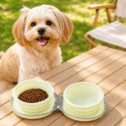 Ortekor 2-in-1 Collapsible Pet Travel Bowl for Walks, Parks & Road Trips - Feed and Hydrate Small Dogs or Cats Anywhere