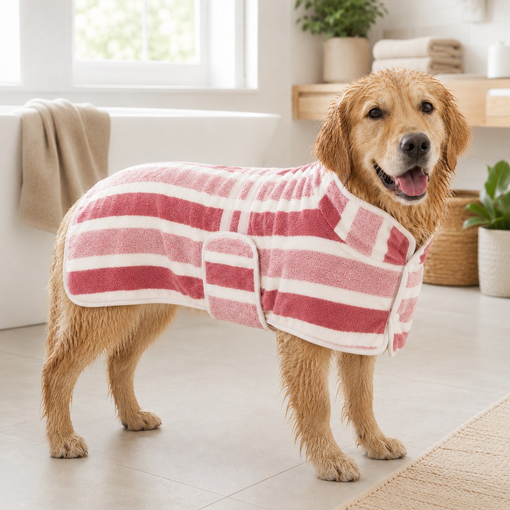 Ortekor Wearable Microfiber Dog Drying Towel – Hands-Free Post-Bath & Rainy-Day Wrap for Wet Fur & Drips