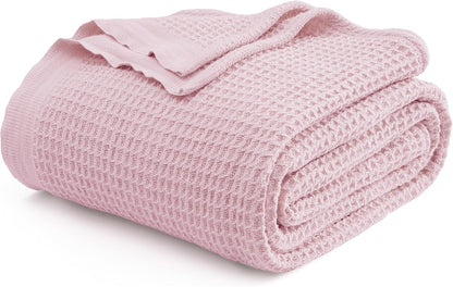 Couverture jeté en coton pour lit, couverture gaufrée format grand lit pour toutes les saisons, couverture en coton douce et respirante pour canapé