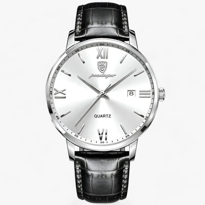 Men's Quartz Watch with Genuine Leather Band – Dress Timepiece for Business & Formal Wear