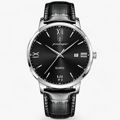 Men's Quartz Watch with Genuine Leather Band – Dress Timepiece for Business & Formal Wear