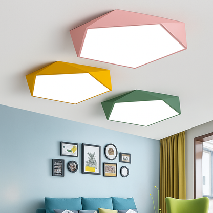 Angular Metal Ceiling Light Fixture with LED Bulbs Included – Surface Mount, Dimmable Remote Control for Bedroom, Dining Room, Hallway