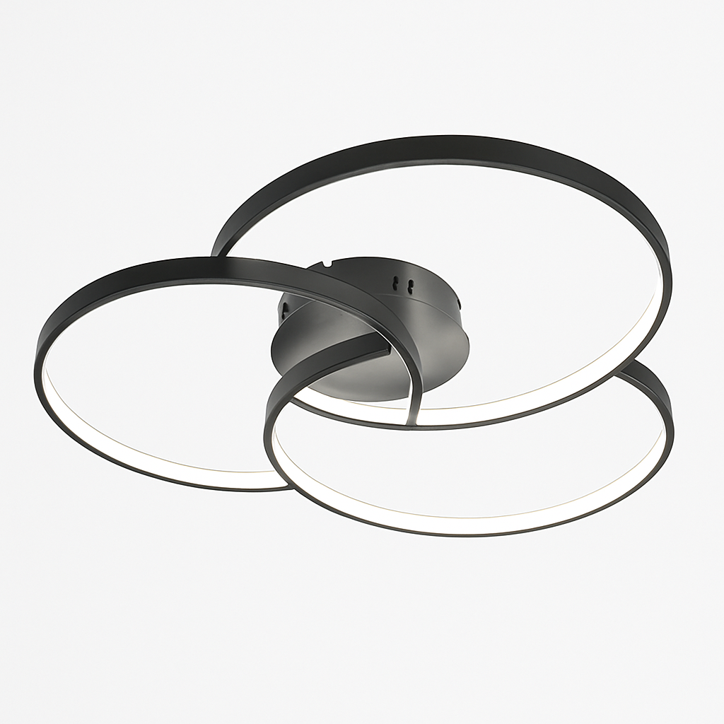 Three-Ring LED Ceiling Light Fixture Dimmable Contemporary Flush Mount for Kitchen Bedroom Living Room