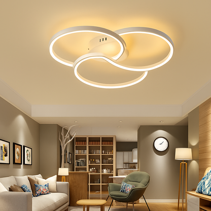 Three-Ring LED Ceiling Light Fixture Dimmable Contemporary Flush Mount for Kitchen Bedroom Living Room