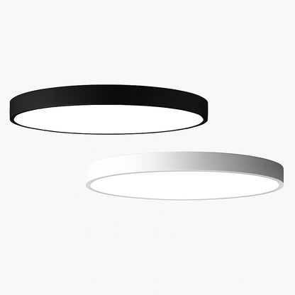 Flush Mount LED Fixture Round Iron Frosted Diffuser Adjustable Brightness Black White Overhead Lighting for Home Office Bedroom Kitchen 24 i