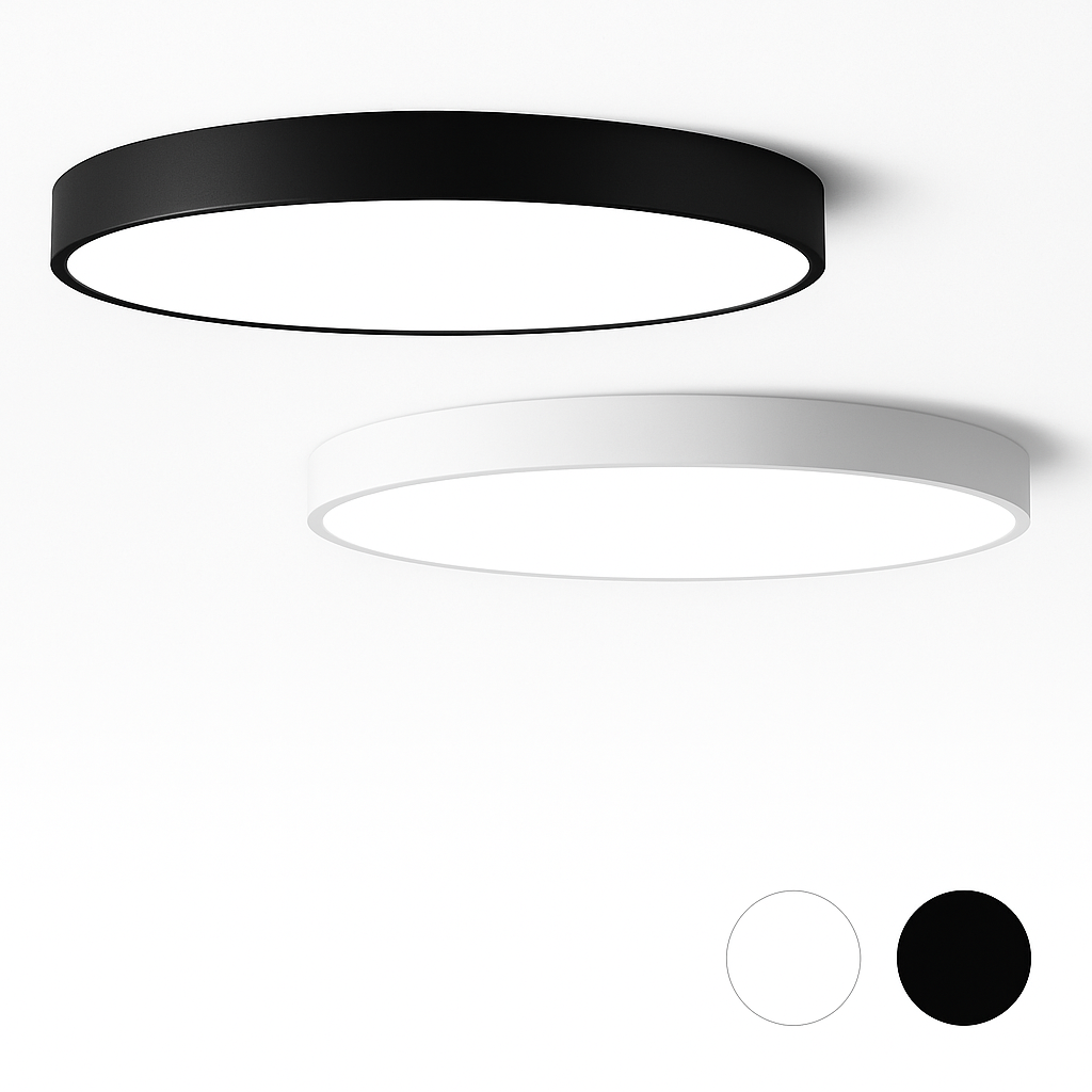 Flush Mount LED Ceiling Light with Frosted Glass Diffuser – Dimmable Round Fixture for Bedroom Kitchen Living Room – Iron Frame 9–24 Inch Mo