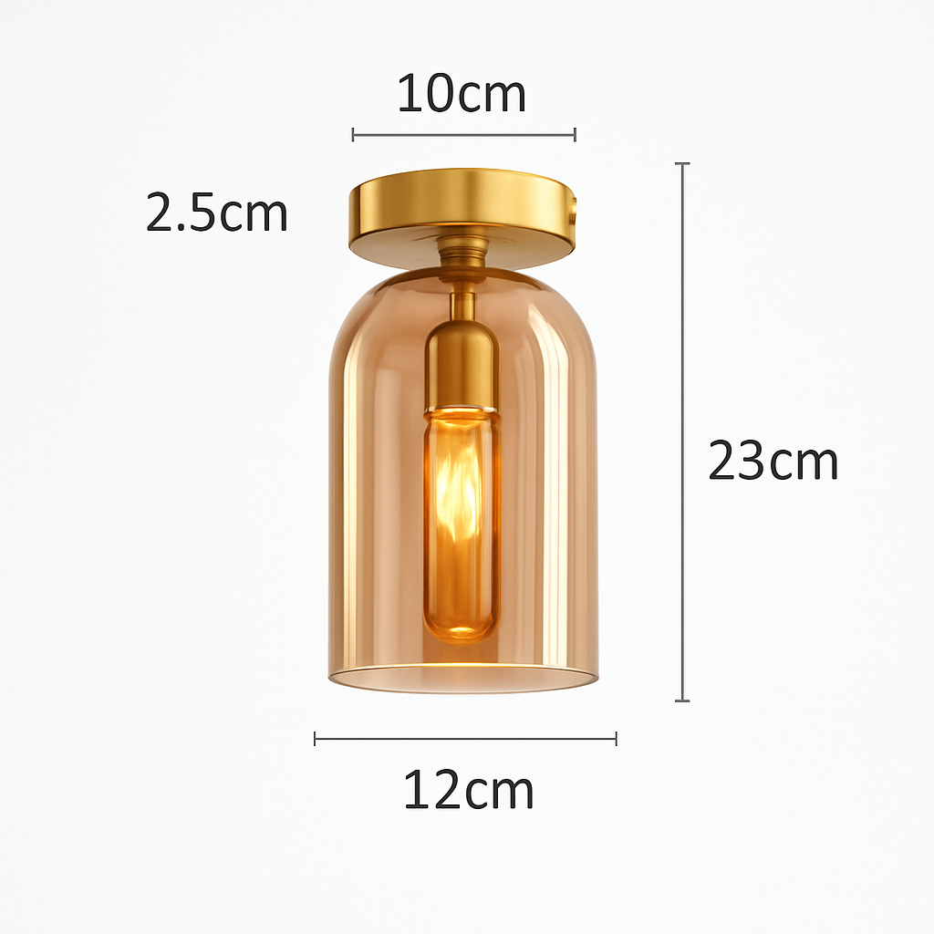 Decorative LED Flush Mount Light with Tinted Glass Globe for Bedroom Hallway Kitchen Dining | Surface Mount Fixture | E27 Bulb Included