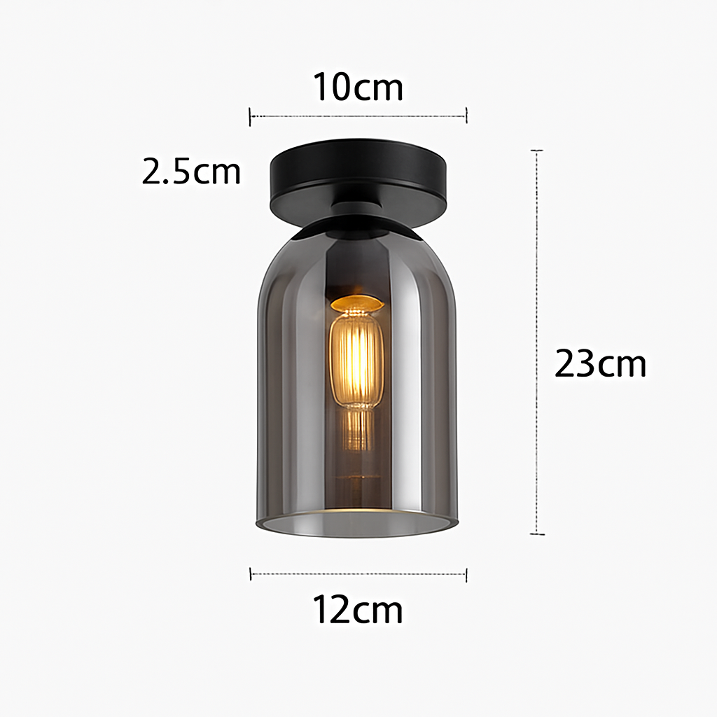 Decorative LED Flush Mount Light with Tinted Glass Globe for Bedroom Hallway Kitchen Dining | Surface Mount Fixture | E27 Bulb Included