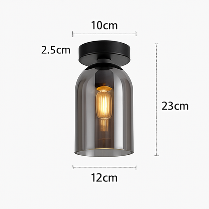 Decorative LED Flush Mount Light with Tinted Glass Globe for Bedroom Hallway Kitchen Dining | Surface Mount Fixture | E27 Bulb Included