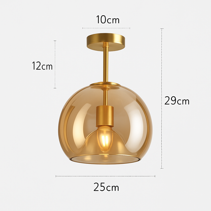 Decorative LED Flush Mount Light with Tinted Glass Globe for Bedroom Hallway Kitchen Dining | Surface Mount Fixture | E27 Bulb Included