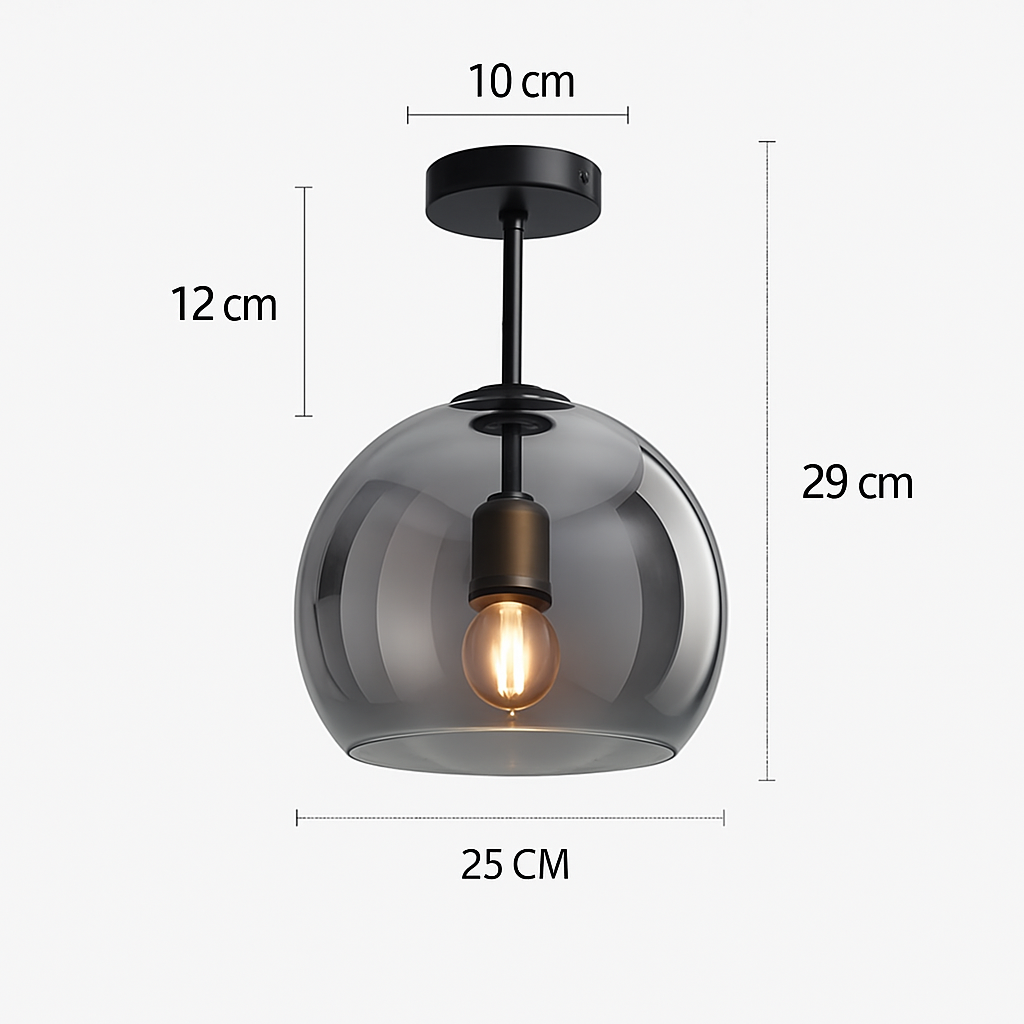 Decorative LED Flush Mount Light with Tinted Glass Globe for Bedroom Hallway Kitchen Dining | Surface Mount Fixture | E27 Bulb Included