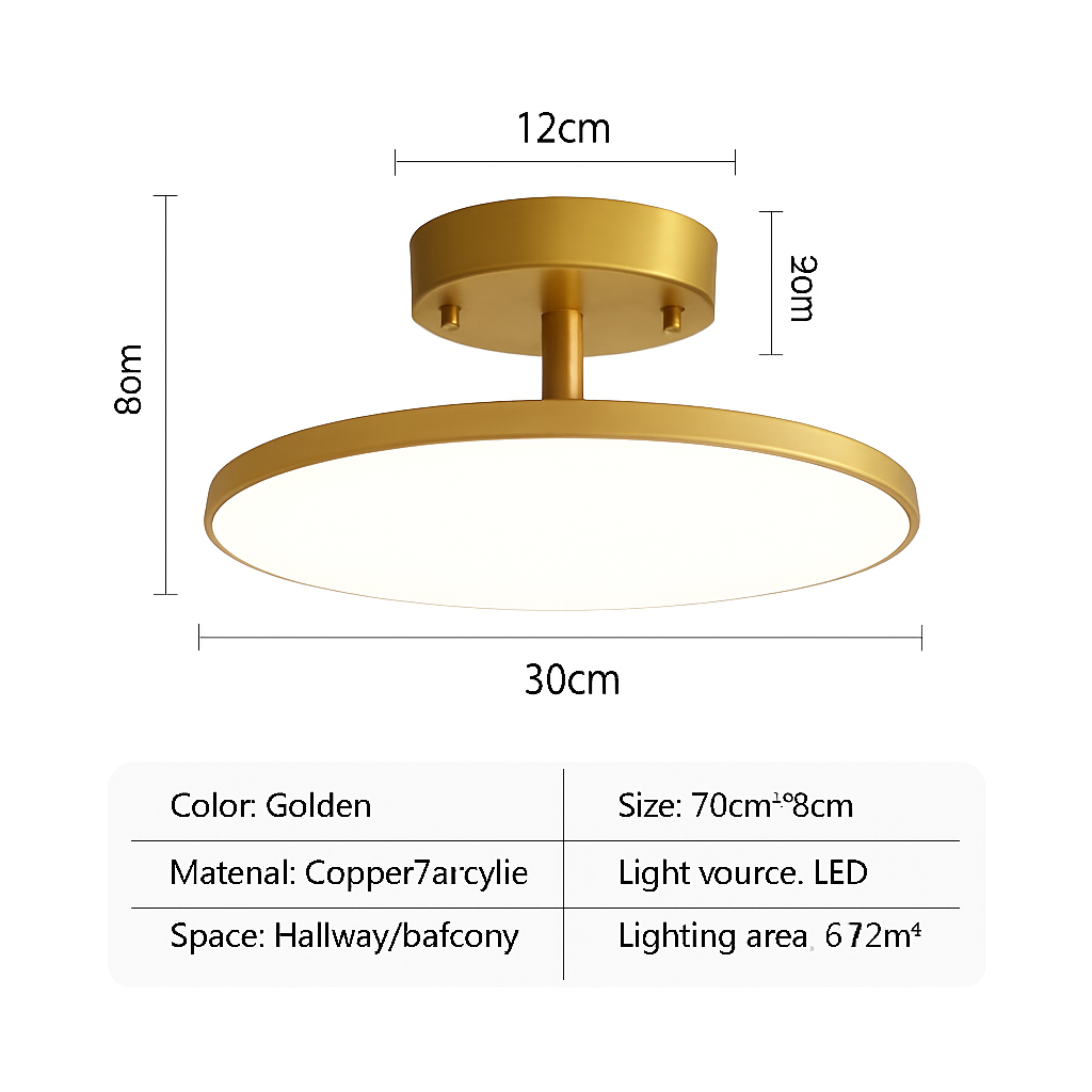 Adjustable LED Ceiling Light Fixture – Modern Copper & Aluminum Flush Mount Spotlight for Hallway, Bedroom, Living Room & Entryway