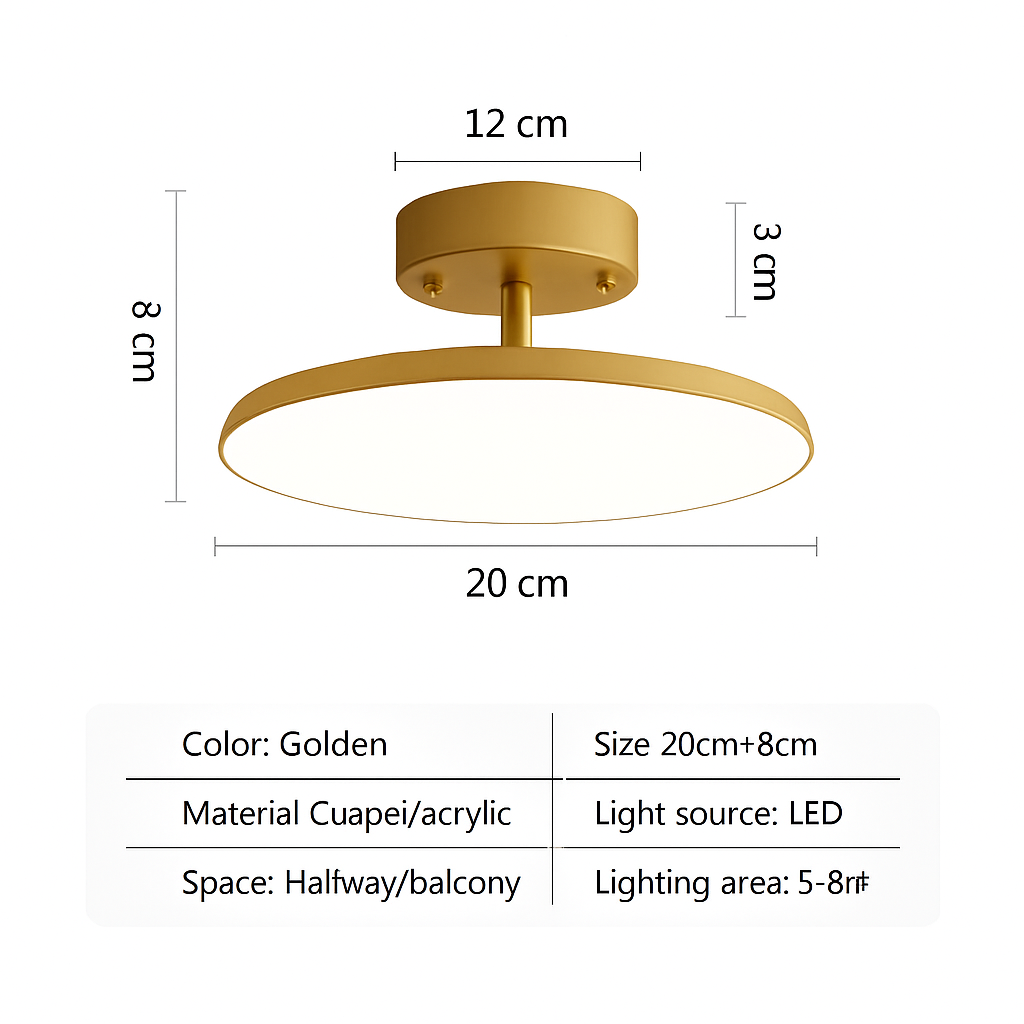 Adjustable LED Ceiling Light Fixture – Modern Copper & Aluminum Flush Mount Spotlight for Hallway, Bedroom, Living Room & Entryway