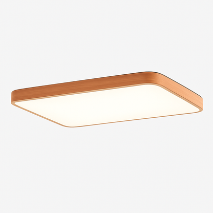 Rounded Rectangle Wood LED Ceiling Light Flush Mount | Ultra-Slim Modern Design for Bedroom Living Room Kitchen | Integrated Warm White