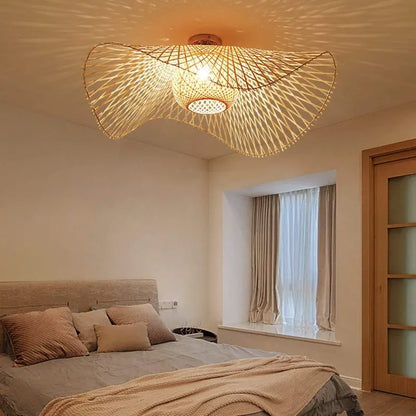 Handwoven Hanging Lamp Natural Fiber Shade 18 Inch Beige Ceiling Light for Dining Room Kitchen Island Boho Pendant Fixture E27 Socket Organi