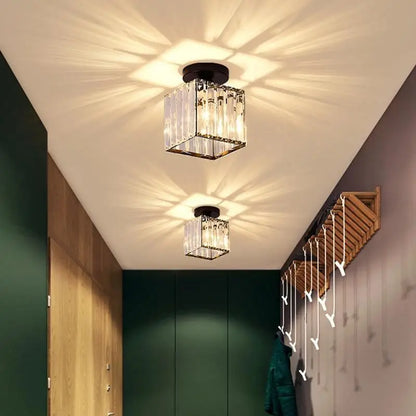 Vintage Flush Mount Glass Ceiling Fixture 5 in Black Gold E27 for Bedroom Hallway Living Room Retro Lighting