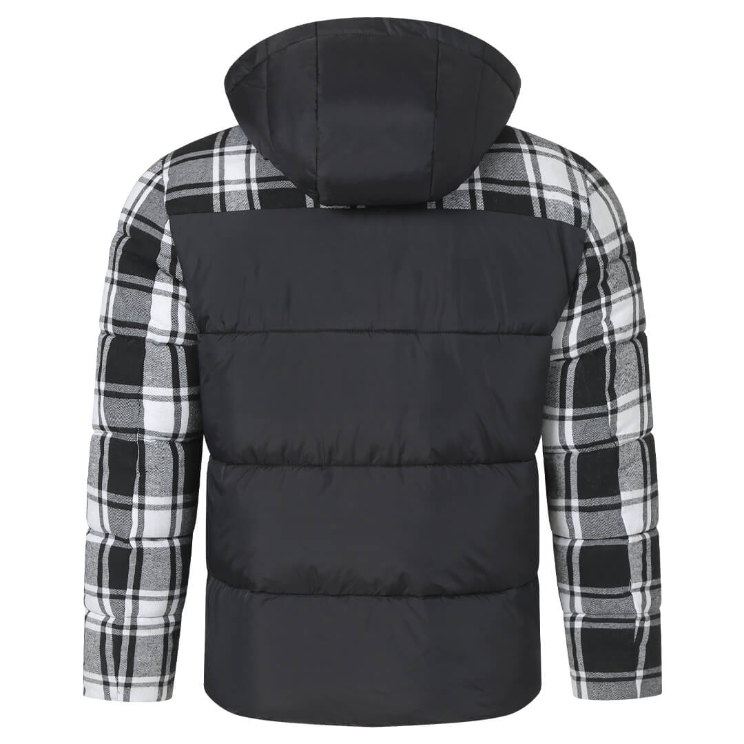 Checkered Insulated Puffer Coat – Lightweight Winter Jacket for Men – Water-Resistant Polyester Outerwear
