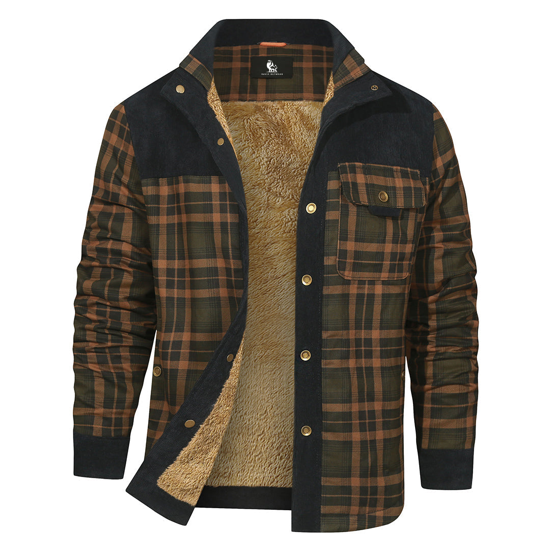 Flannel Overshirt for Men – Heavyweight Cotton-Poly Blend – Checkered Pattern Shacket for Casual Fall & Winter Layering