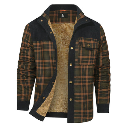 Flannel Overshirt for Men – Heavyweight Cotton-Poly Blend – Checkered Pattern Shacket for Casual Fall & Winter Layering