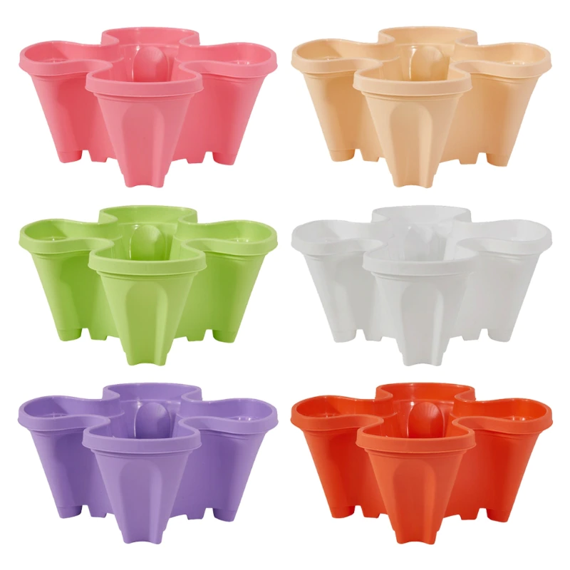 Vertical Stacking Planter Pots Tower for Herbs Strawberries Flowers Self-Watering Space-Saving Garden Container for Balcony Patio Indoor