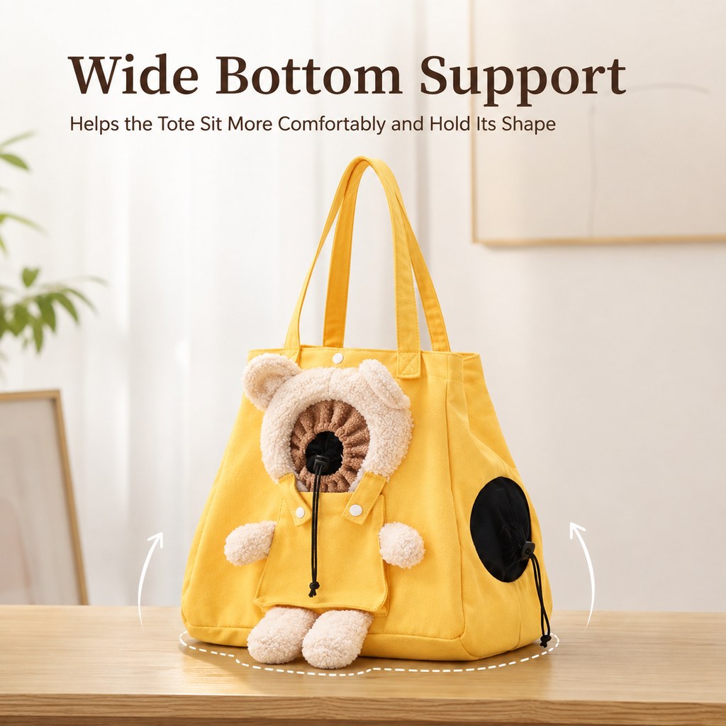 Ortekor Plush Bear Cat Carrier Tote Bag – Dual Head-Out Shoulder Carrier for Walks, Errands & Keeping Your Cat Close