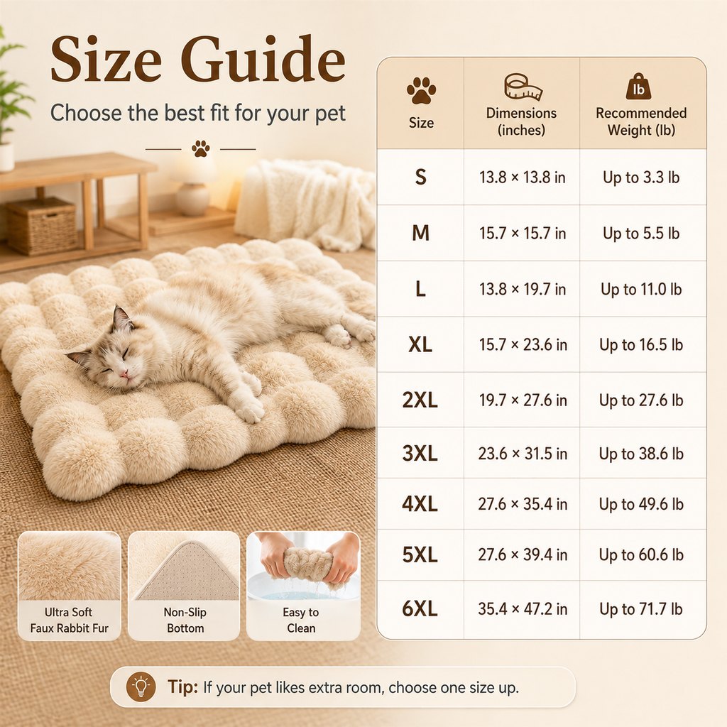 Ortekor Plush Cat Bed Mat for Indoor Naps - Non-Slip Washable Faux Fur Cushion for Cats & Small Dogs