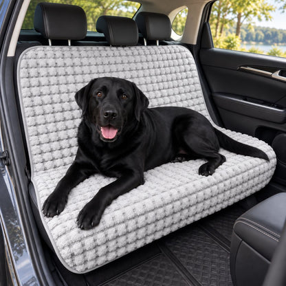 Ortekor Plush Dog Car Seat Cover for Back Seat - Cozy Bench Seat Protector for Pet Hair, Dirt & Everyday Scratches
