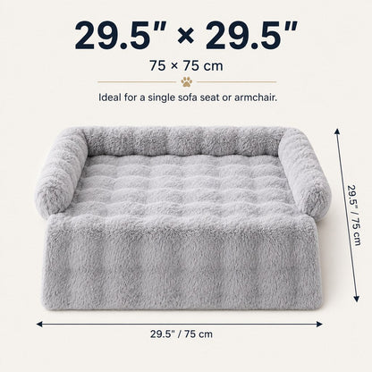 Ortekor Plush Pet Sofa Protector Bed for Dogs & Cats – 29.5" Couch Cover with 3-Sided Bolster & Non-Slip Backing for Pet Hair, Paw Dirt & Everyday Mess