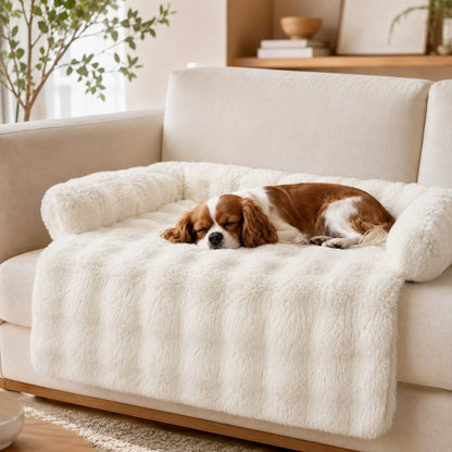 Ortekor Plush Pet Sofa Protector Bed for Dogs & Cats – 29.5" Couch Cover with 3-Sided Bolster & Non-Slip Backing for Pet Hair, Paw Dirt & Everyday Mess