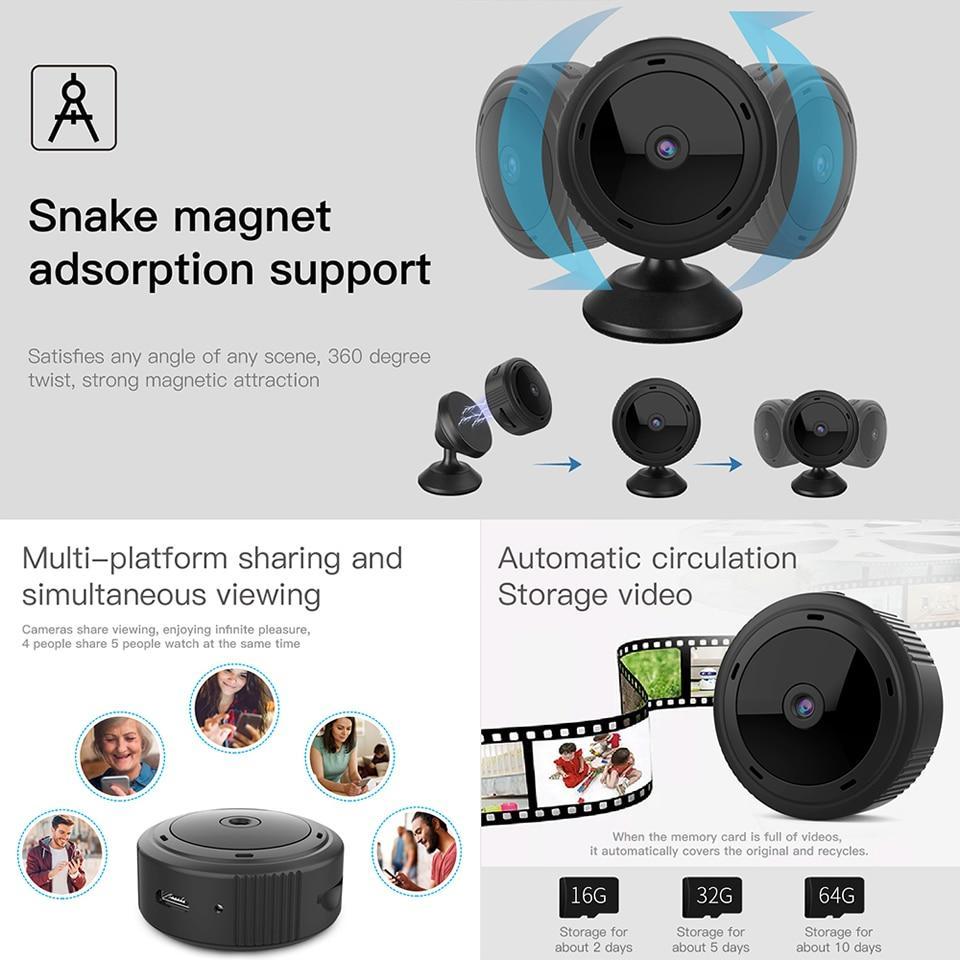 WiFi Security Camera Full HD 1080P with Infrared Night Vision for Indoor Home Surveillance & Motion Detection Alerts