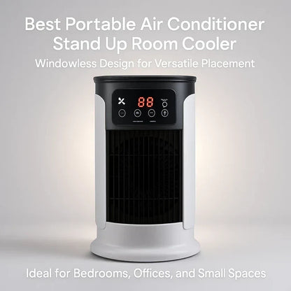 Personal Evaporative Cooler with Humidifier 5-in-1 Compact Floor Standing Unit 18W Quiet Desktop Cooling Fan for Home Office Bedroom Dorm