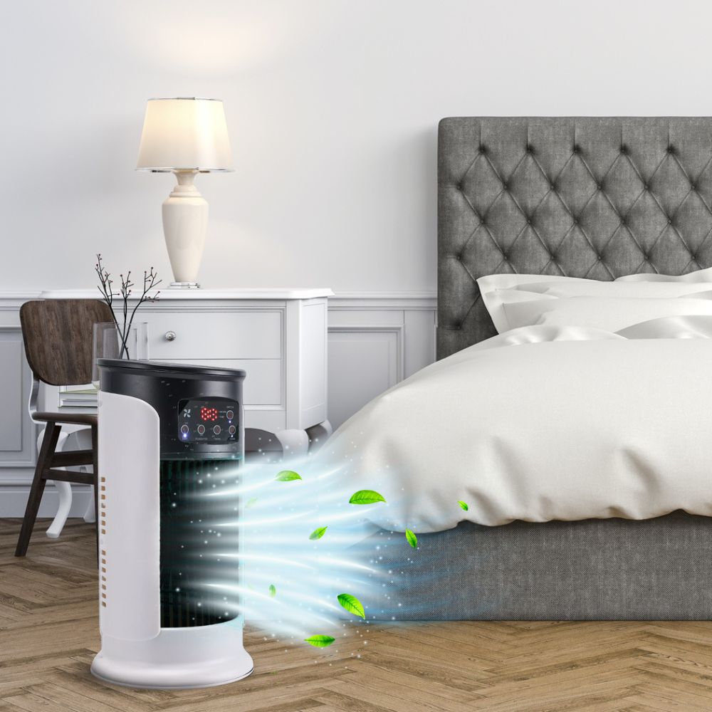 Personal Evaporative Cooler with Humidifier 5-in-1 Compact Floor Standing Unit 18W Quiet Desktop Cooling Fan for Home Office Bedroom Dorm