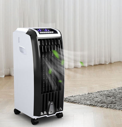 Evaporative Air Cooler with Wheels – Portable Cooling Fan Tower with Water Tank for Bedroom & Home Office